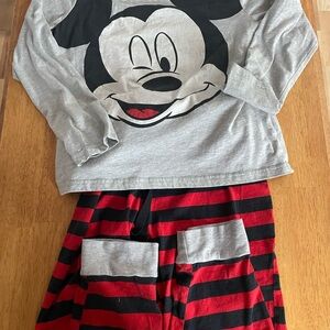 Disney Mickey Mouse Gray and Red Pajama Set